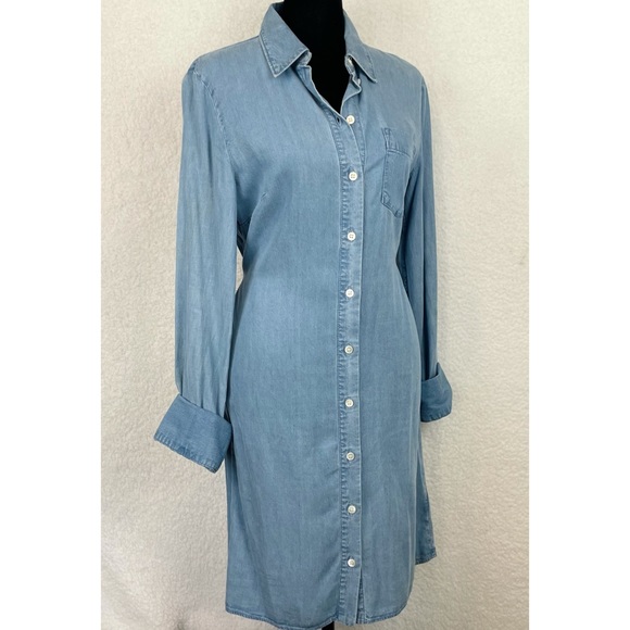 MICHAEL KORS COLLECTION • Chambray Denim Tie Waist Mini Dress - Picture 6 of 16